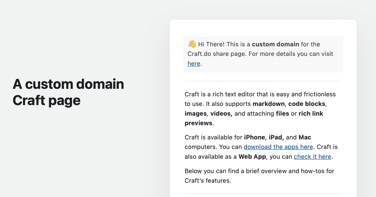 A custom domain Craft page